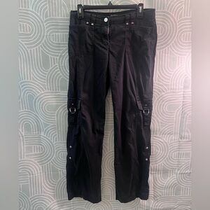 White House Black Market Black Cargo Pants Size 4 Snap Detail Utility Pants